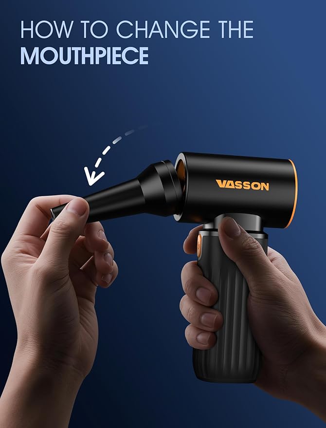 Compressed Air Duster, 260000RPM Cordless Electric Air Blower with Brushless Motor, 3-Speed Adjustable & Rechargeable – Powerful Dust Cleaner for Keyboard, Computer, Car, Outdoor, Air Bed