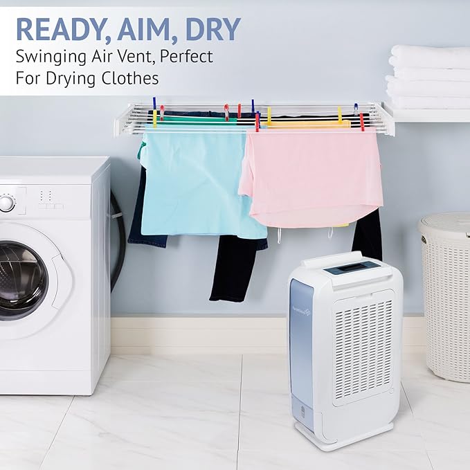 Ivation 13-Pint Small-Area Desiccant Dehumidifier Compact and Quiet - With Continuous Drain Hose for Smaller Spaces, Bathroom, Attic, Crawlspace and Closets - For Spaces Up To 270 Sq Ft, White