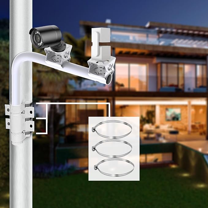 WiTi Heavy Duty Dual Mount 40CM Arm Bracket for Cameras,Long Pole with 2 Mounts for CCTV Security Surveillance System,Project and Home Solution for Indoor and Outdoor