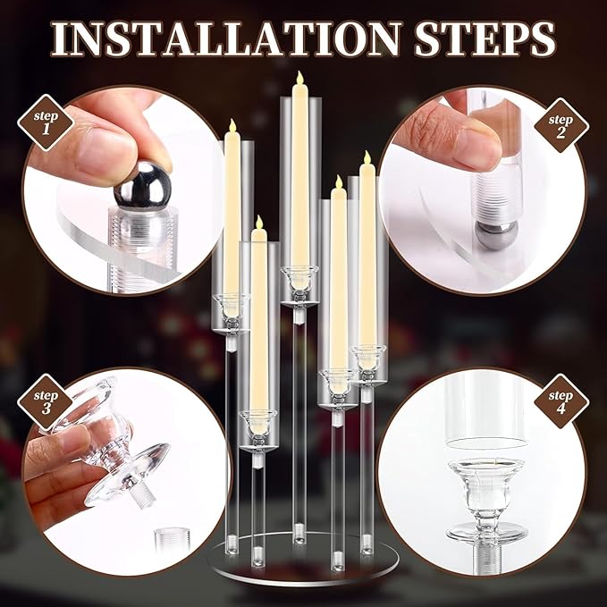 24inch 10pcs Acrylic Candelabra Centerpieces for Tables 5 Arms Wedding centerpieces for Decorations
