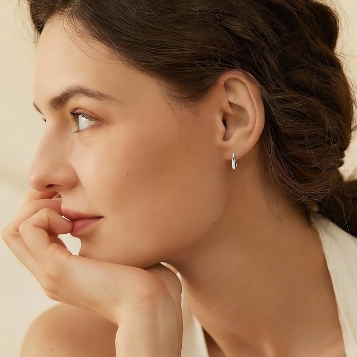 S925 Sterling Silver Stud Earrings for Women, Animal Cat & Dog Studs and Minimal Teardrop Ear Climber, Hypoallergenic Earrings for Sensitive Ears, Gift Box Included