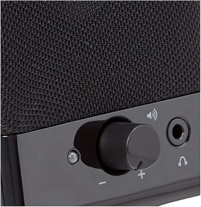 Amazon Basics USB-Powered Computer Speakers for Desktop or Laptop PC with Volume Control, Plug-N-Play, Black
