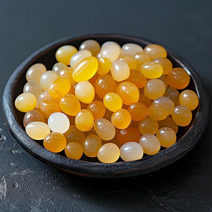Polished Yellow Agate Crystal Chips 200 Pcs - 0.3" 10 oz Tumbled Stone Chips Crushed Sea Glass Stones Healing Reiki Crystal Making Home Decoration