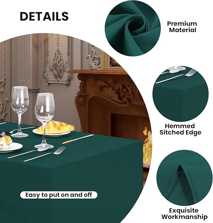 Ascoza 2 Pack Fitted Tablecloth for 8 Foot Rectangle 96 x 30 Inch Peacock Blue Table Covers Water Resistant Polyester Cloth for Folding, Parties,Display, Trade Show (Peacock Blue)