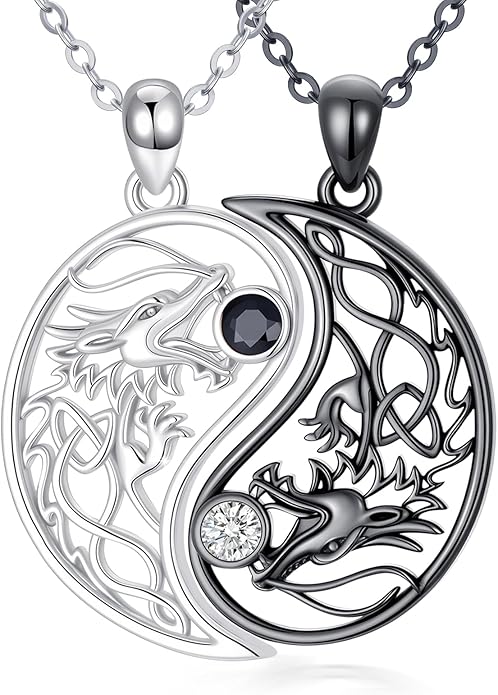 Couple Necklace S925 Sterling Silver for Women Men Mother and Daughter Matching Necklace Jewelry Gifts Birthday Valentine's Day Christmas Thanksgiving