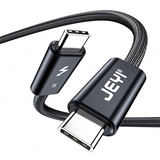 JEYI Thunderbolt 5 Cable 1m/3.3ft 80Gbps,120Gbps Bandwidth 16K/Dual8K,Multi-Screen Display,240W Fast Charging TB5,USB4/3/2,for iPhone 15/16,MacBook Pro/MacBook Air M3/iMac,Dell XPS 13/15(5-Certified)