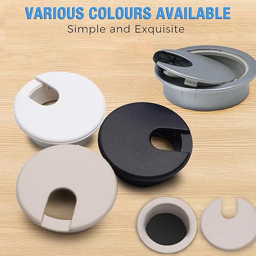 Desk Grommet 1-3/8" (35 mm), Desk Cord Hole Cover, Cable Grommet ABS Plastic, Desk Hole Grommet for Office and Home Table Cable, Detachable Cable Cord Organizer (Light Grey 8 Pcs)