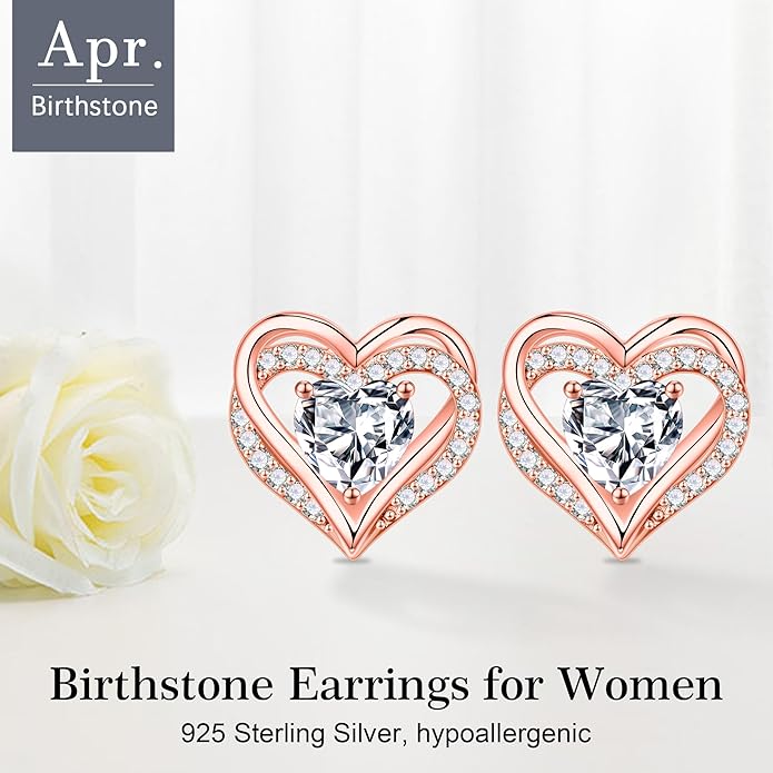Iefil Valentine Day Gifts for Her - 925 Sterling Silver Heart Stud Earrings Birthday Gifts for Women