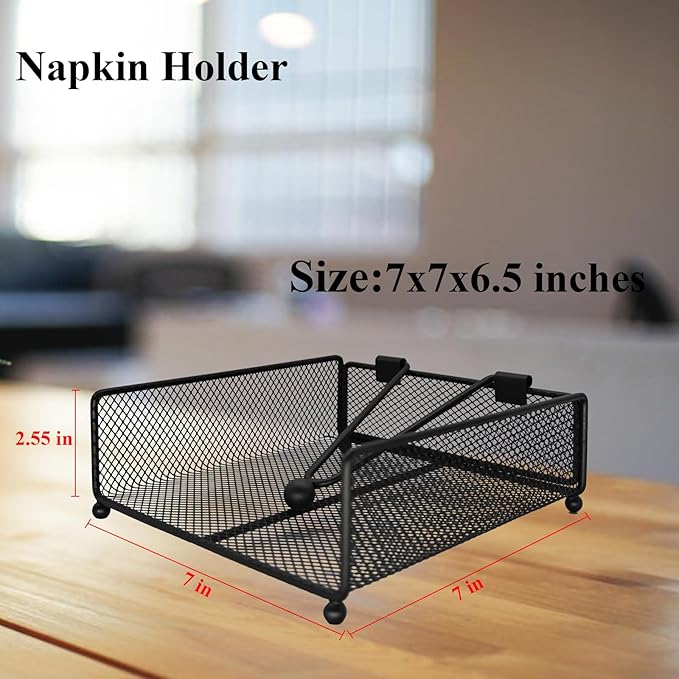 Napkin Holder for Table with counterweight arm,Outdoor Napkin Holders for Kitchen Dining Room Decor Restaurant Farmhouse Hotel Party, Black