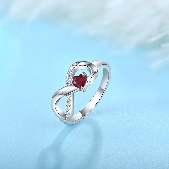 STARCHENIE Infinity Promise Ring 925 Sterling Silver Angel Wings Heart Ring for Women Size 5-10