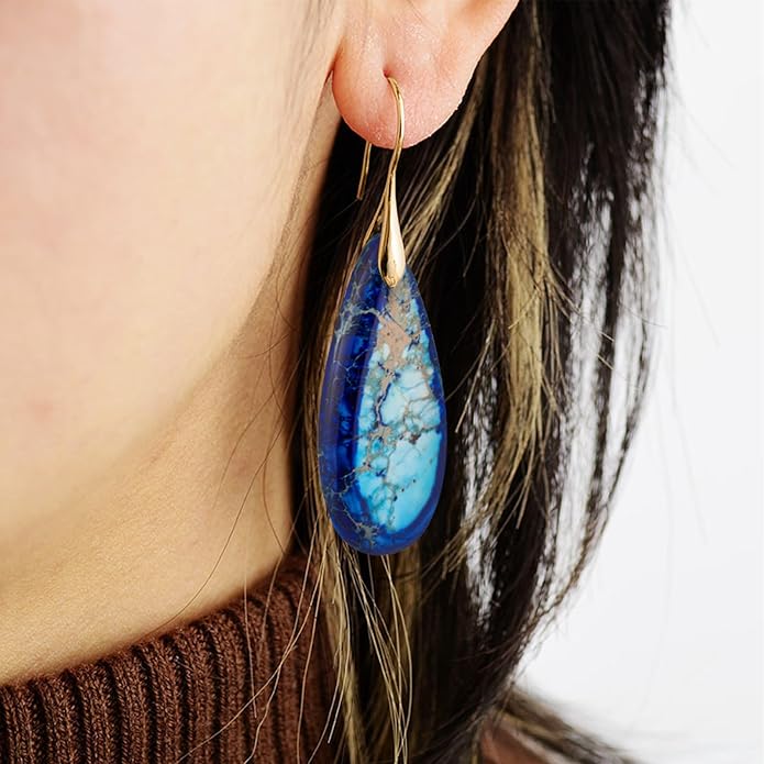 SELOVO Stone Fishhook Dangle Drop Earrings Statement Earrings for Women Stone