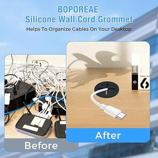 Desk Grommet, 1 in 25 mm Silicone Rubber Grommets, Black Desk Hole Cover for Cables, Flexible Wall Cord Pass Through Grommet for Office Table Computer Home Furniture Wire Organizer-15 Pcs