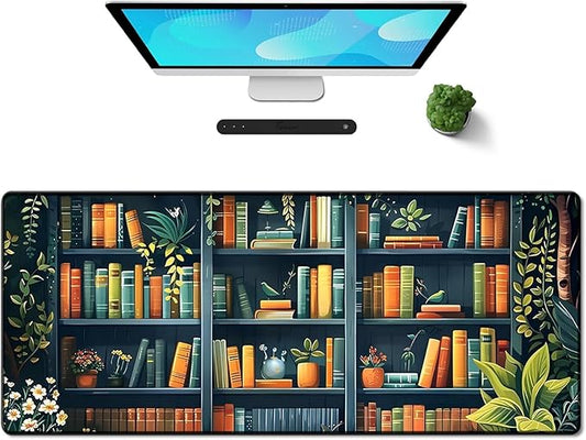 Galdas Gaming Mouse Pad XXL XL Large Long Extended Big Mousepad Non-Slip Rubber Keyboard Mouse Pad with Stitched Edges for Laptop Home Office (31.5x11.8x0.08 Inch) -Books