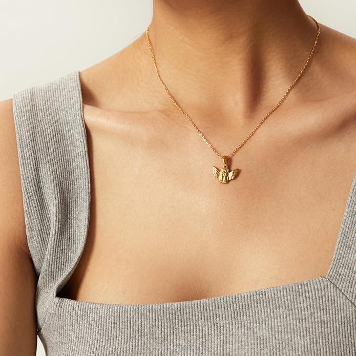 IBARA Women Gold Dianty Necklace Sun Crescent Moon Star Evil Eye Lock Lovely Heart Flower Butterfly Pearl Pendant Coin Necklaces 18K Gold CZ Diamond Filled Chain Boho Beach Simple Handmade Jewelry