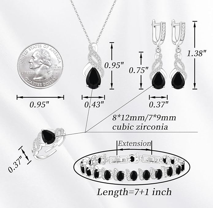 GZWHD Jewelry Set for Women CZ Earrings Necklace Ring Bracelet Set Prom Party Wedding Jewelry Gift for Mother Friend Wife