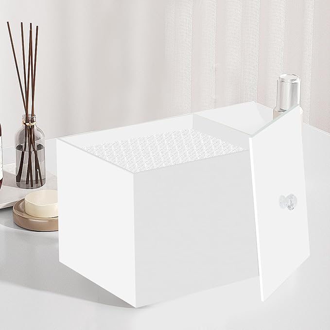 Face Towel Box, Acrylic Facial Disposable Towelettes Holder Container for XL Face Towels and Protects from Dust, White