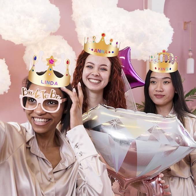 Gold Paper Crowns, Diy Birthday King Crowns Craft to Decorate, Paper Prince Princess Crown Hats for School Classroom