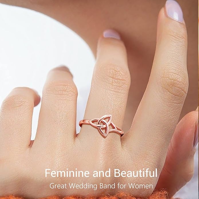 PROSILVER 925 Sterling Silver Claddagh Ring/Celtic Knot Ring for Women, Irish Wedding Band, Rose Gold Plated/Gold Plated, Size 4-12, Come with Box
