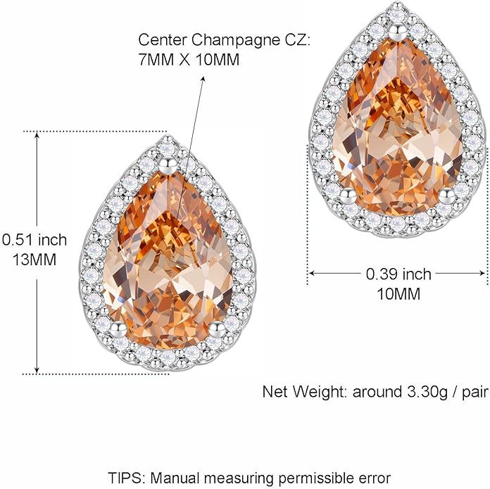 YOMELA Cubic Zirconia Earrings Studs, Halo CZ Birthstone Simulated Diamond Stud Earrings for Women