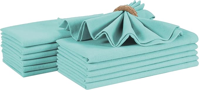 Homidate Cotton Cloth Dinner Napkins Set of 12 – 18x18 Aqua Green – Machine Washable Fabric Napkins for Weddings, Parties, Thanksgiving, Christmas & Everyday Dining