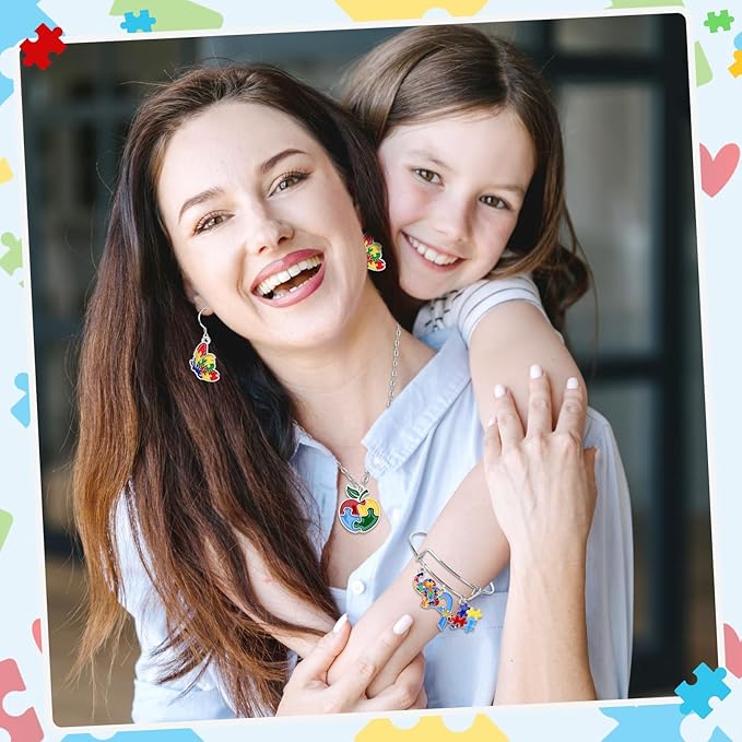 MARFOREVER 40Pcs/20 Pairs Autism Awareness Charms, Autism Charm for Jewelry Making, Autism Alloy Puzzle Pendants for Bracelet Necklace Earrings Making Accessories Autism Awareness Stuff