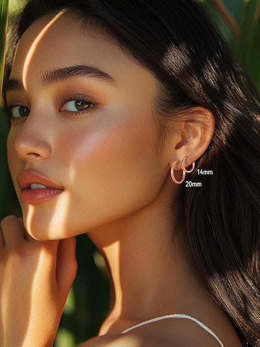 FaithHeart Sterling Silver Hoop Earrings for Women, Hypoallergenic Huggie Hoop Earrings Lightweight Small Cartilage Earrings Hoop Earring Dainty Everyday Earrings 6/8/10/12/14/15/16/18/20mm