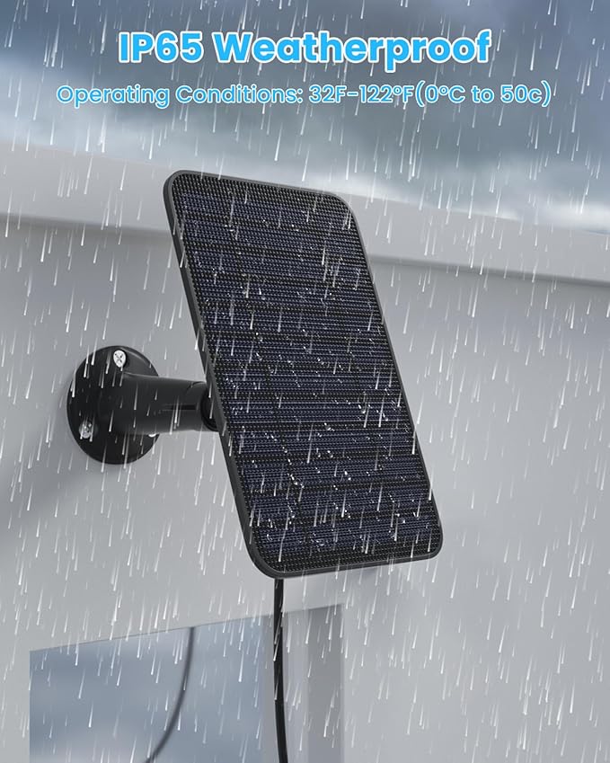 5W Solar Panel for Blink Camera Outdoor, Solar Panel Charger Compatible with Blink Outdoor 4 (4th Gen) Camera, Solar Panel w/Battery for Blink Camera, 9.8ft Cable Rubber Plug IP65 Waterproof, 3 Pack