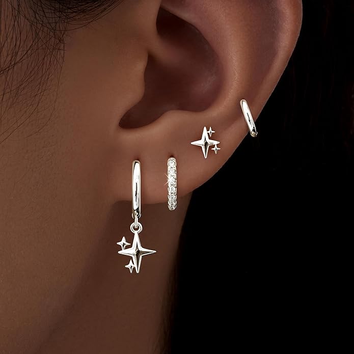 Small Gold Huggie Hoop Earrings Set for Women Men Hypoallergenic 14K Plated Stack Cartilage Earrings, Multiple Piercing Lightweight Mini Thin Cute Dainty Trendy Jewelry Set Christmas Gifts for Women