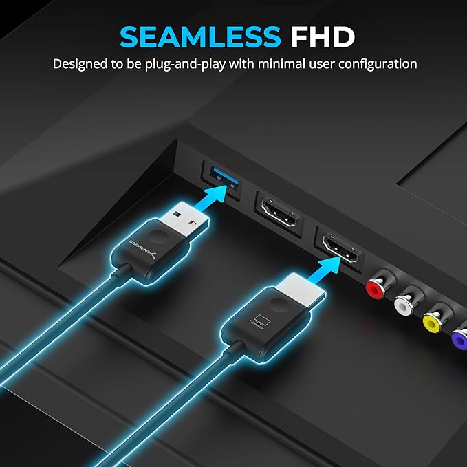 SABRENT Wireless HDMI Transmitter and Receiver 100FT/30M Seamless FHD Quality (1080p@60Hz) Plug and Play, Stream Video from PCs, Laptops to TVs, Projectors and More (DA-H1R1)