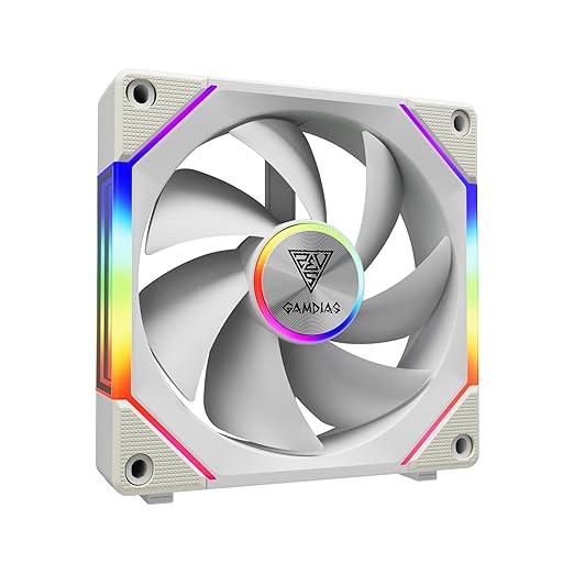 GAMDIAS Aeolus P2-1203U 120mm ARGB PWM Fan(3 Fan Pack w/USB Hub), Include Reverse Fan Blade x3, ARGB Sync Ready, Easy Installation & Cabless Daisy-Chain Design, Silent Operation, Up to 2400RPM, White