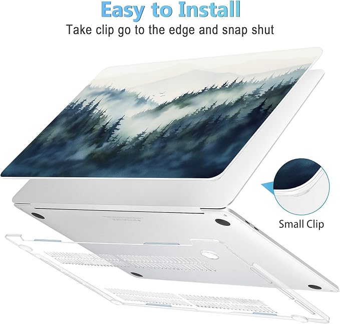 Mektron for MacBook Air 13 Case A1466/A1369 (2010-2017 Release), Snap-on Plastic Hard Shell Cover for MacBook Air 13.3 inch with Keyboard Cover, Misty Forest C133