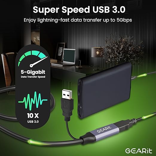GearIT USB 3.0 Active Extension Cable (2 Pack - 50 Feet) A-Male to A-Female USB Repeater with Signal Booster for Oculus Rift, Quest Link, Xbox 360 Kinect, PlayStation, Printer, Webcam - 50ft
