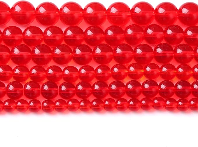 120PCS 6mm Garnet Red Glass Crystal Beads for Jewelry Making Crystal Energy Healing Power Stone Beads 2 Strand 32" DIY Bracelet Necklace Accessories