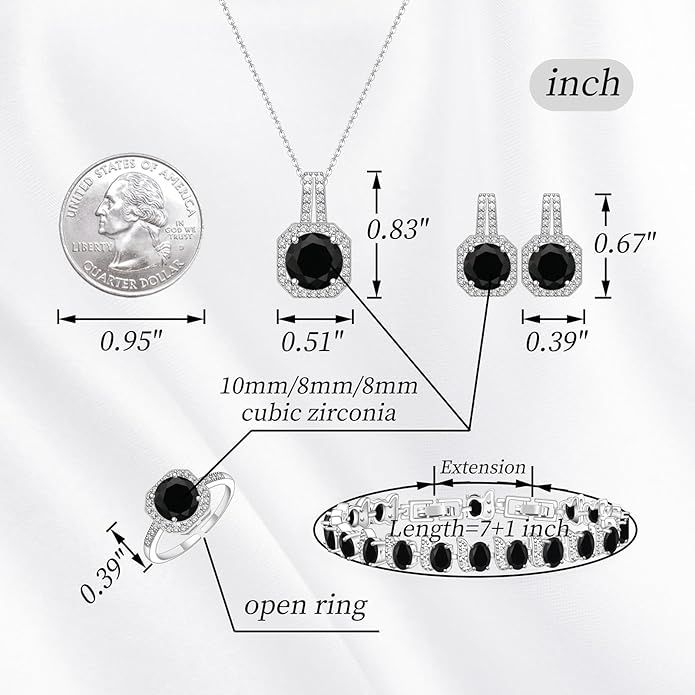 GZWHD Jewelry Set for Women CZ Earrings Necklace Ring Bracelet Set Prom Party Wedding Jewelry Gift for Mother Friend Wife