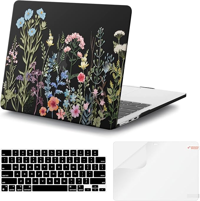 iCasso for MacBook Air 13 inch Case 2025 2024-2022 Release M4 A3240 M3 A3113 A2681 M2 with Liquid Retina Display, Hard Plastic Shell for Mac Air 13.6, TPU Keyboard Cover&Screen Protector, Weeds