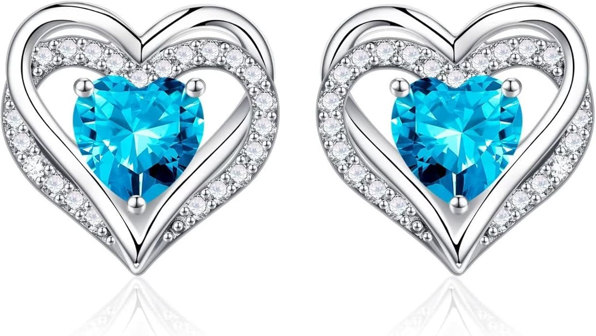 Iefil Valentine Day Gifts for Her - 925 Sterling Silver Heart Stud Earrings Birthday Gifts for Women
