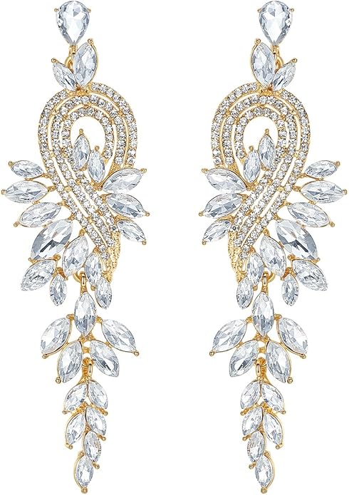 mecresh Marquise Crystal Bridal Chandelier Dangle Drop Earrings Ladies Gifts in Silver/Gold Tone
