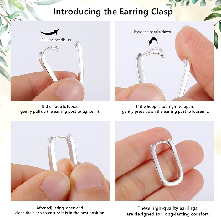 ALEXCRAFT 925 Sterling Silver Hoop Earrings for Women, Hypoallergenic 14K Gold Plated Small Rectangle Huggie Hoop 12x22mm Outer Diameter Medium Square Rectangle Hoops Earrings for Women Jewelry Gifts