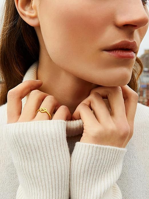 Bestyle 925 Sterling Silver Ring for Women, Minimalist Claddagh Ring Celtic Knot Ring for Women, Irish Promise Wedding Band, Gold/Rose Gold Vermeil Women Band Ring, Stackable, Gift for Her