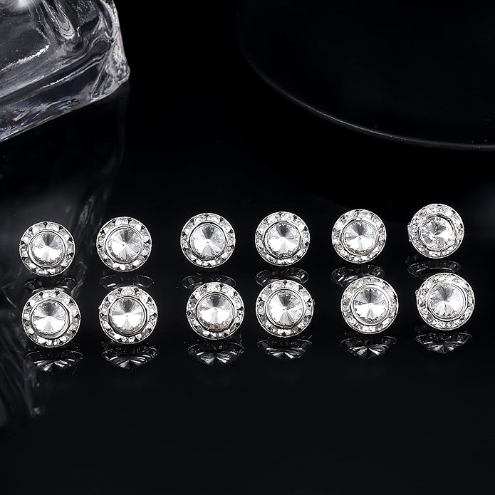 FIBO STEEL Clip on Halo Earrings Rhinestone Earrings Crystal Earrings for Women Round Acrylic Stone Inside Dance Competitions Stage Opera Performance Wedding Party Jewelry