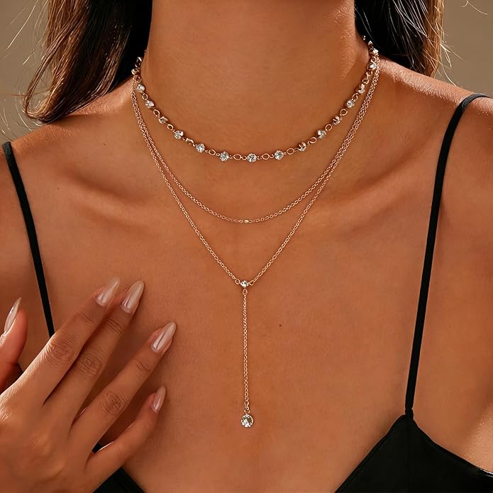 Necklace for Women, Dainty Long 14K Gold Y-Shaped Necklace Jewelry Trendy Beaded Layered Chain Drop Necklaces Jewelry Women Gifts