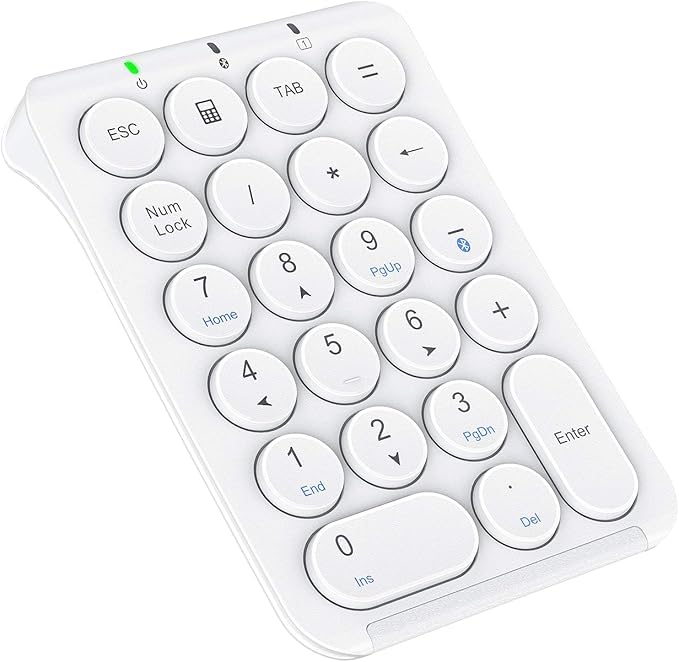 iClever Number Pad, KP08 Bluetooth Number Pad, Ultra Slim and Lightweight, USB-C Charge, Number Pad for Laptop, iPad, Mac, iMac, Tablet, PC Desktop