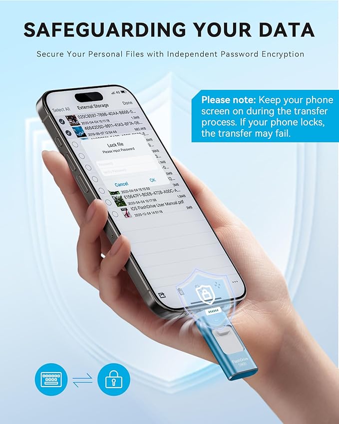 Apple MFi Certified 256GB Flash Drive for iPhone Thumb Drive Photo Stick, USB Memory Stick iPhone Flash Drive for Photos Videos, High Speed Jump Drive Compatible for iPhone/iPad/Android/PC (Blue)