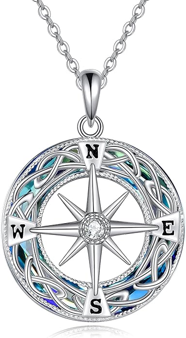 Compass Necklace Sterling Silver Celtic Knot Necklace Graduation Friendship Talisman Travel Necklace Inspirational Graduation Gift Jewelry Gifts for Women Girls