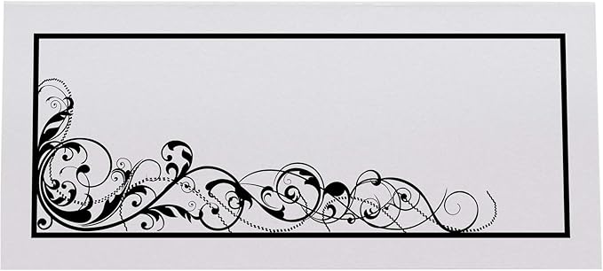 Scribble Vintage Swirl Printable Place Cards, Black (Choose Color), Set of 150 (25 Sheets), Laser & Inkjet Printers - Wedding, Party, Dinner, and Special Events - Made in the USA