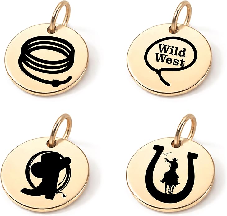 SM Design Western Charm Set of 4 – Stainless Steel Western Charms for Bracelets & Necklaces – Cowgirl, Ranch & Country Style Jewelry Charms – Western Gift for Women & Moms