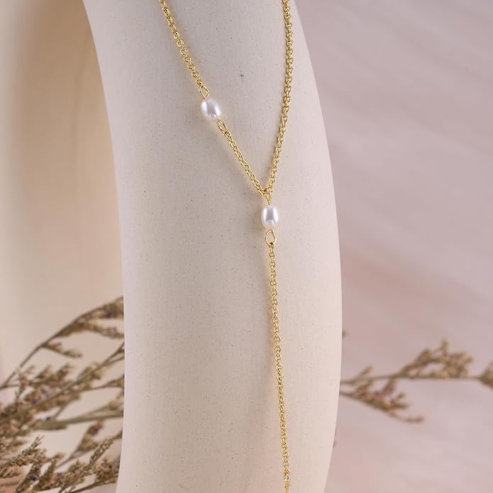 Gold Necklace for Women, Dainty Gold Long Necklaces 14k Gold Plated Prom Lariat Necklace Cute Choker Necklaces for Women Trendy Stuff Fashion Costume Gold Accessories Christmas Jewelry Gifts