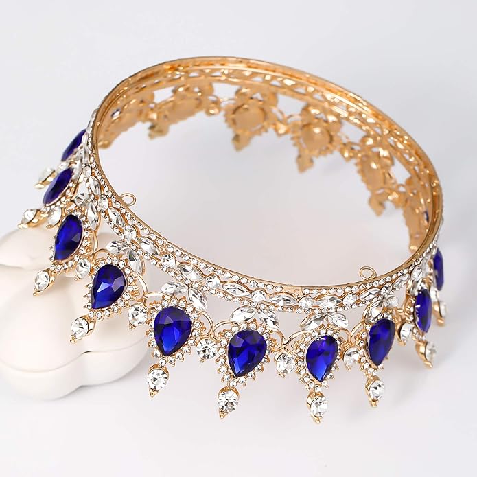 FORSEVEN Queen Crown Rhinestone Wedding Crowns and Tiaras for Women Costume Party Hair Accessories Princess Birthday Crown Crystal Bridal Crown Halloween Decorations Headband