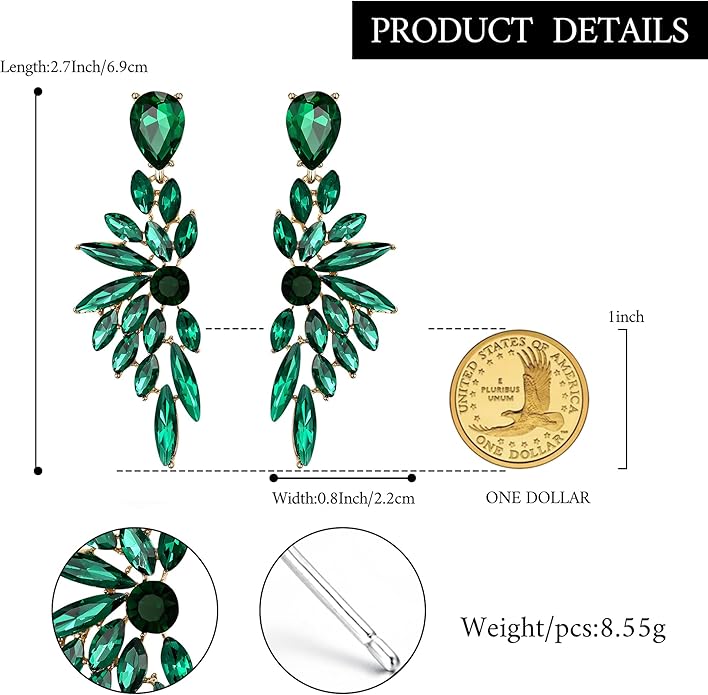 BriLove Women's Wedding Bridal Crystal Teardrop Multi Marquise Cluster Bling Dangle Earrings
