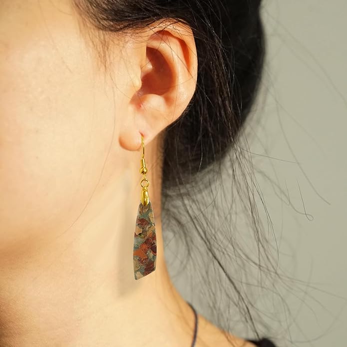 Jasper Stone Earrings for Women Trendy Dangle Earrings Fishhook Drop Earrings